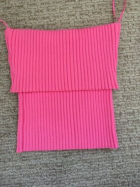 Zara Ribbed Pink Strapless Knit Top